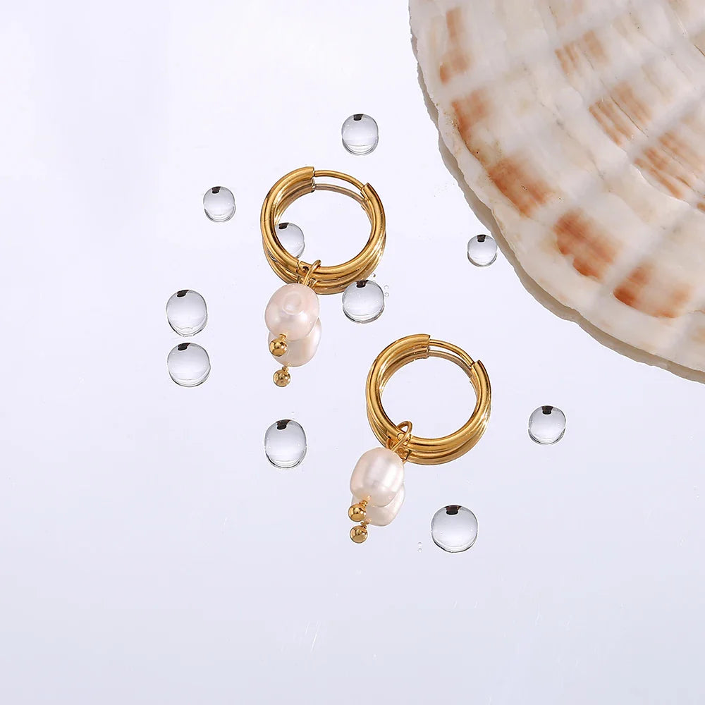 ELISE PEARL HOOP EARRINGS