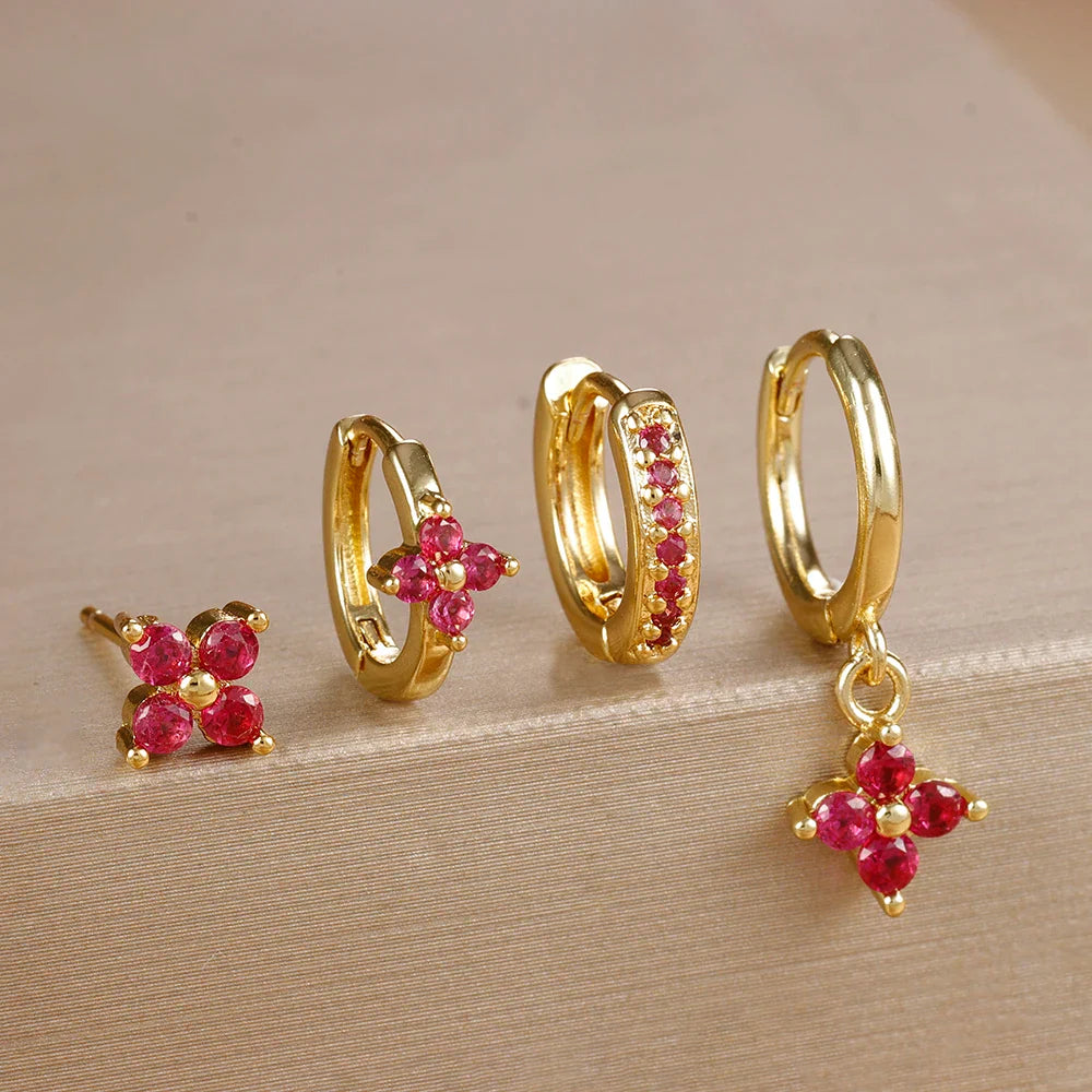 MILA FLOWER HOOP EARRING SET