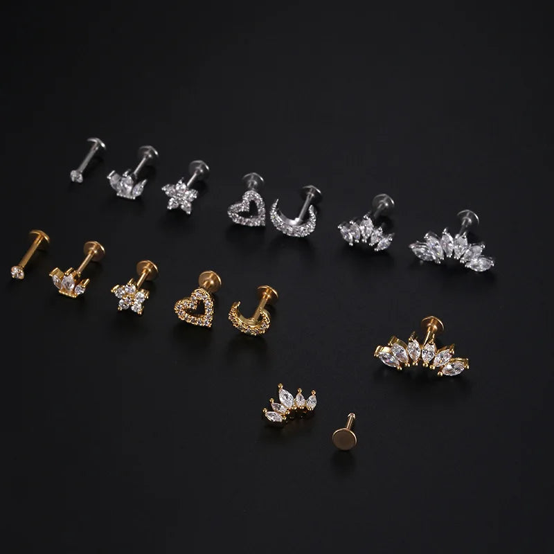 ZIRCON FLAT BACK EARRINGS