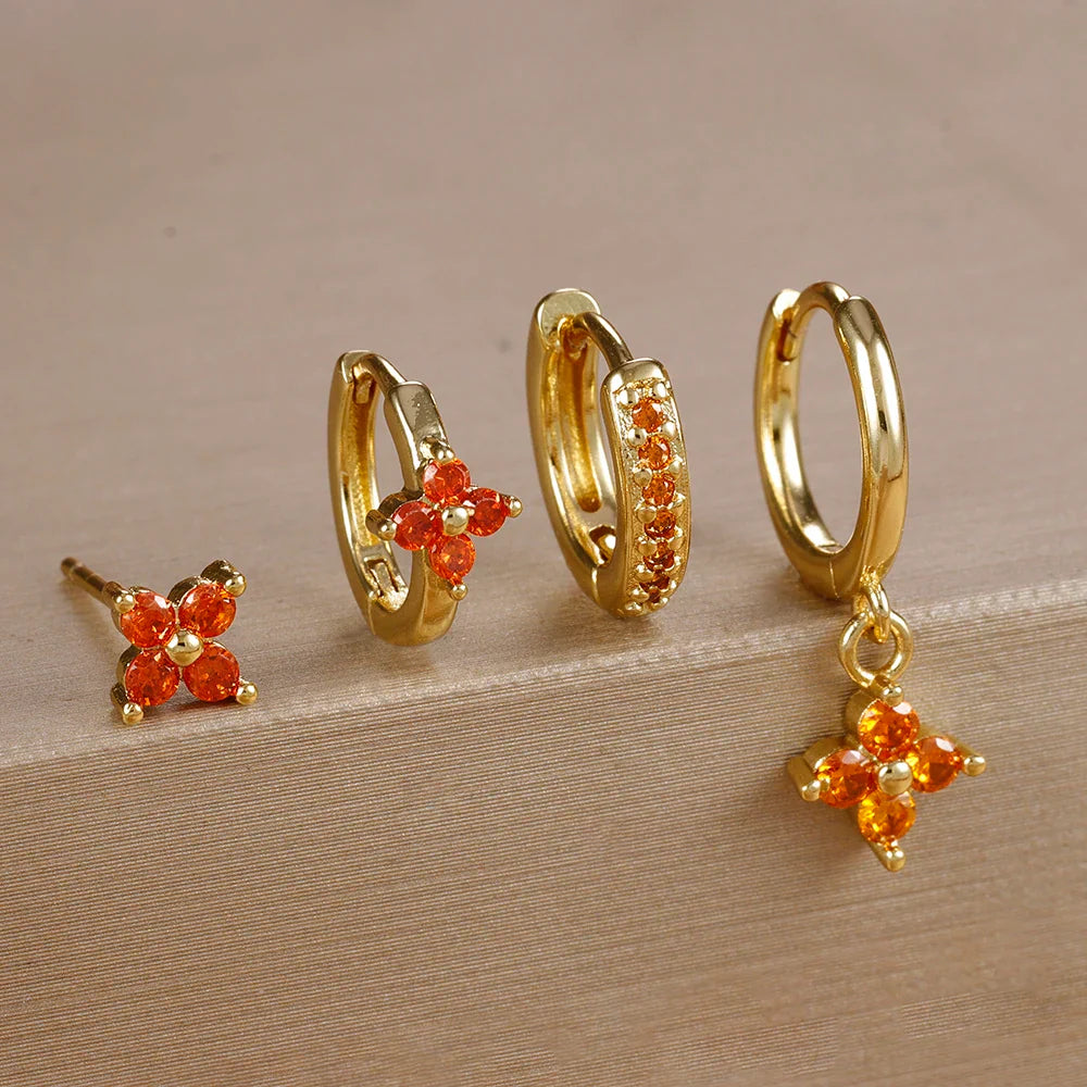 MILA FLOWER HOOP EARRING SET