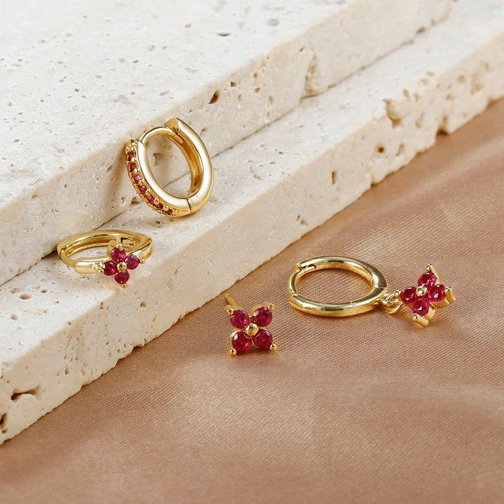 MILA FLOWER HOOP EARRING SET