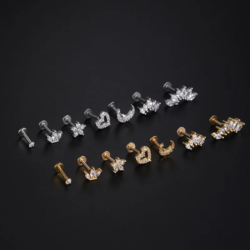ZIRCON FLAT BACK EARRINGS
