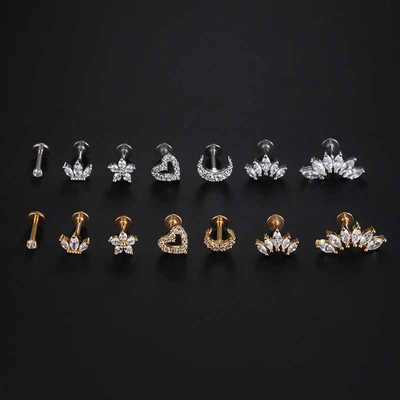 ZIRCON FLAT BACK EARRINGS